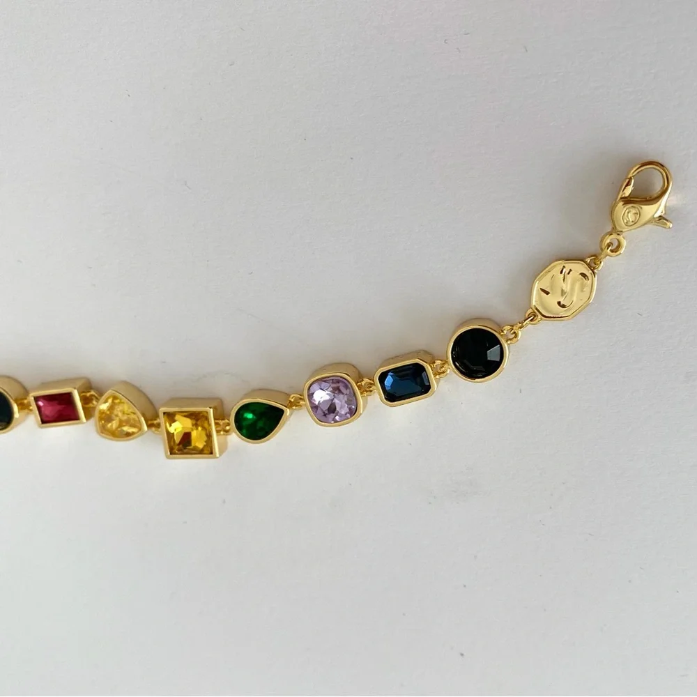 New in Box $320 Swarovski Imber Multicolor Crystals Gold Tone Bracelet